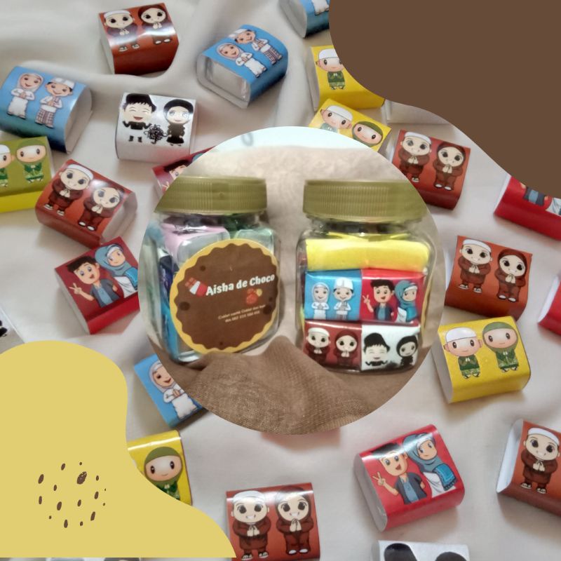 

COKLAT DADU MINI JAR,Motif Abjad dan Angka