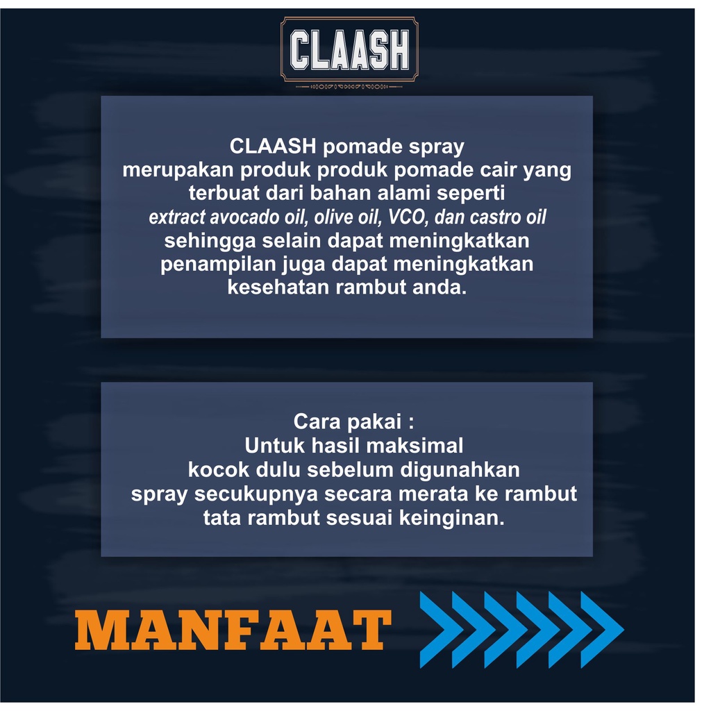 SPRAY POMADE CAIR CLAASH / MINYAK RAMBUT / TERBAIK / GROSIR / 60ML / BONUS SISIR