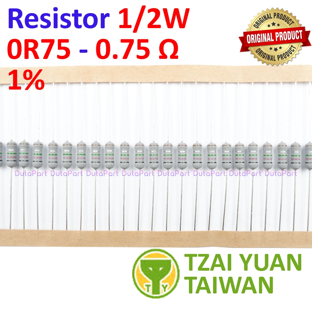 Resistor 0R75 Ohm 1/2 Watt 1% ORIGINAL TAIWAN 1/2W 0.75 R HIGH QUALITY