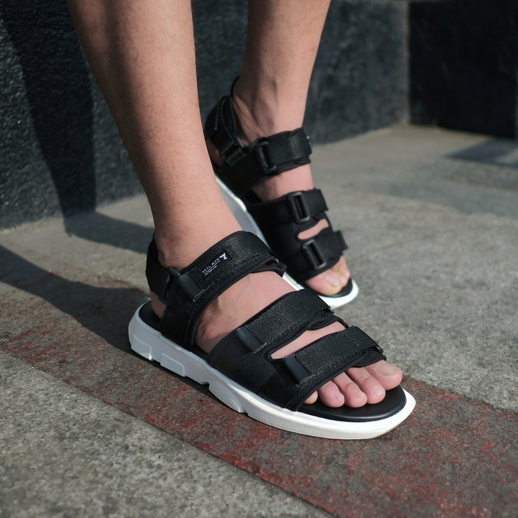 Secret Black | Sendal Gunung Original Kulit Santai Kasual Pria Sandal Footwear New Ori | FORIND x Reyl