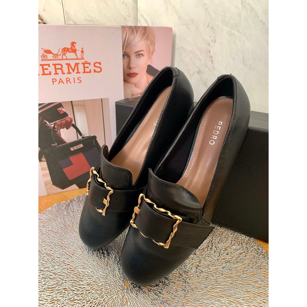 [7.7 Boombastis Sale⚡] - SEPATU WANITA PS061 BUCKLE LEATHER LOAFERS PREMIUM IMPORT