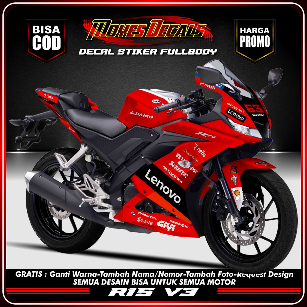 Decal R15 V3 Full Body Ducati 2021 - Decal Yamaha R15 V3 Full Body Ducati 2021