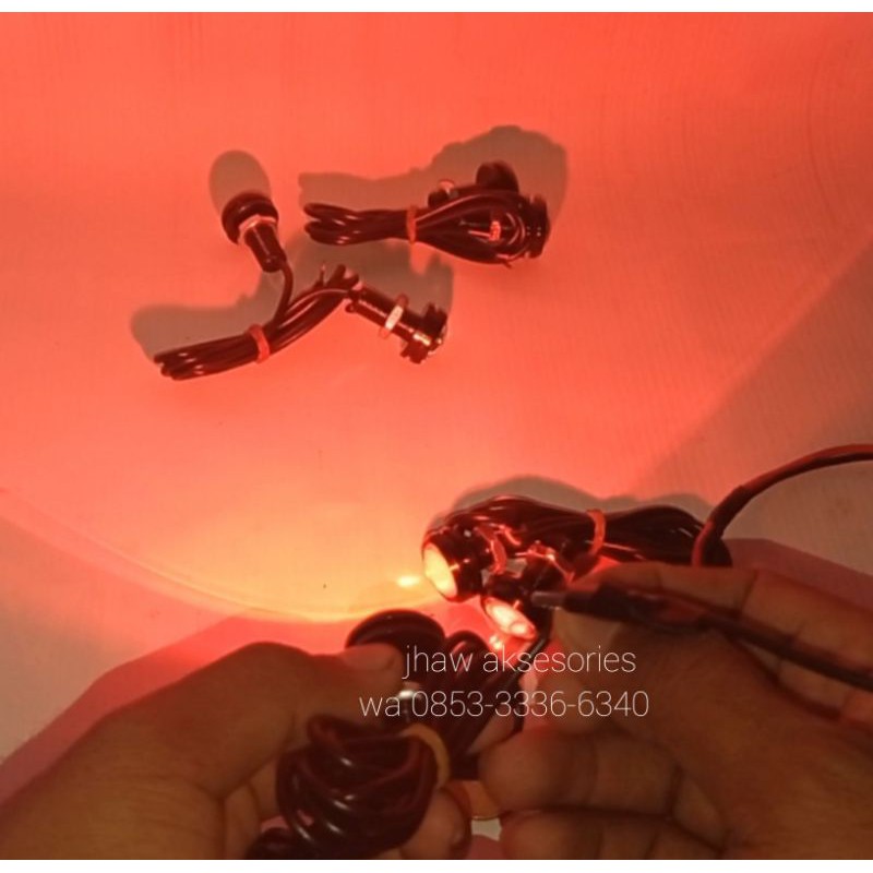 Lampu LED Eagle Eye DRL DC 12V 3W 23mm Mata Elang Besar Universal Mobil Motor-Merah