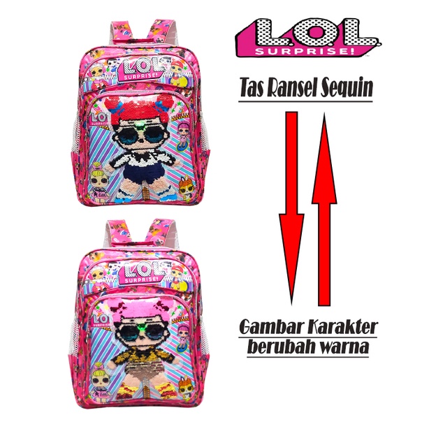 Tas Anak Ransel SEQUIN LOL - Tas Ransel Anak Sekolah SD Usap Karakter LOL