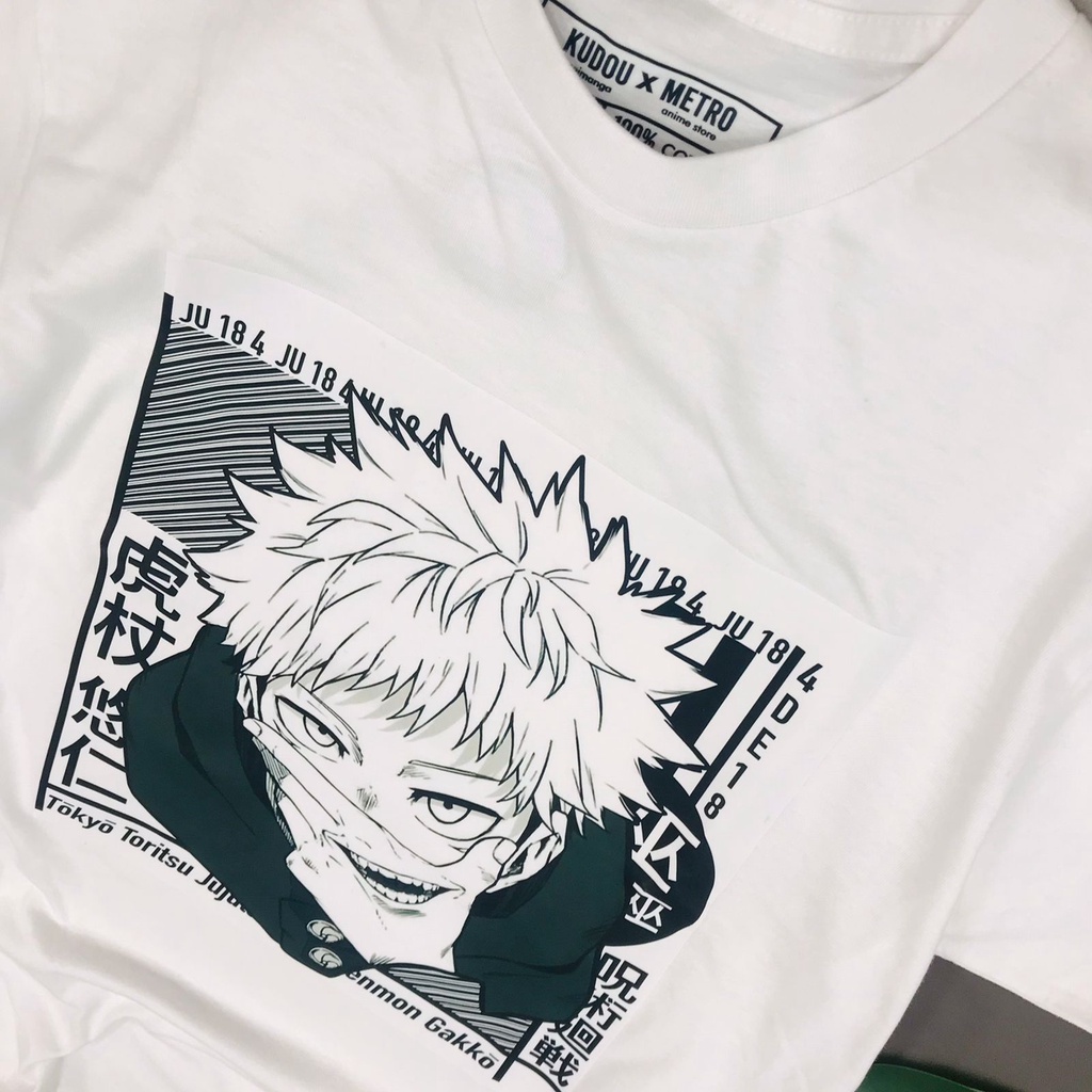 Tshirt Streetwear Itadori Yuji White Anime Manga Jujutsu Kaisen Unisex