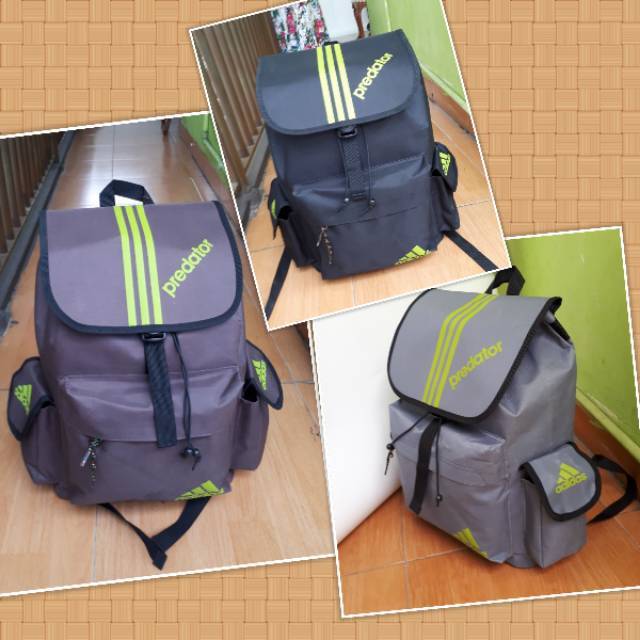 Ransel Sablon Adidas Predator Tas Sekolah Wanita Tas Nilon Hitam Ransel Anti Maling Wanita Ransel Travel Wanita Kasual Tas Punggung Korea Mochilaz