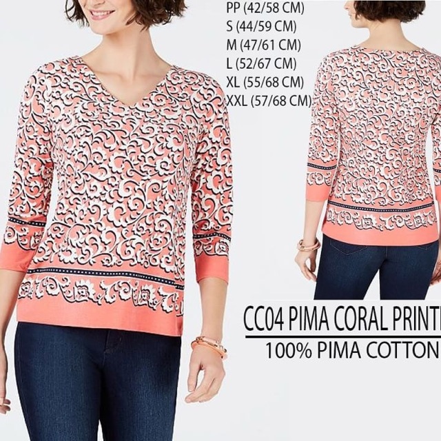 Branded Charter Club Pima Printed Blouse