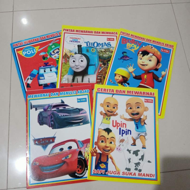 buku paket isi 5 buku, buku mewarnai untuk anak laki laki A4(21×30cm)