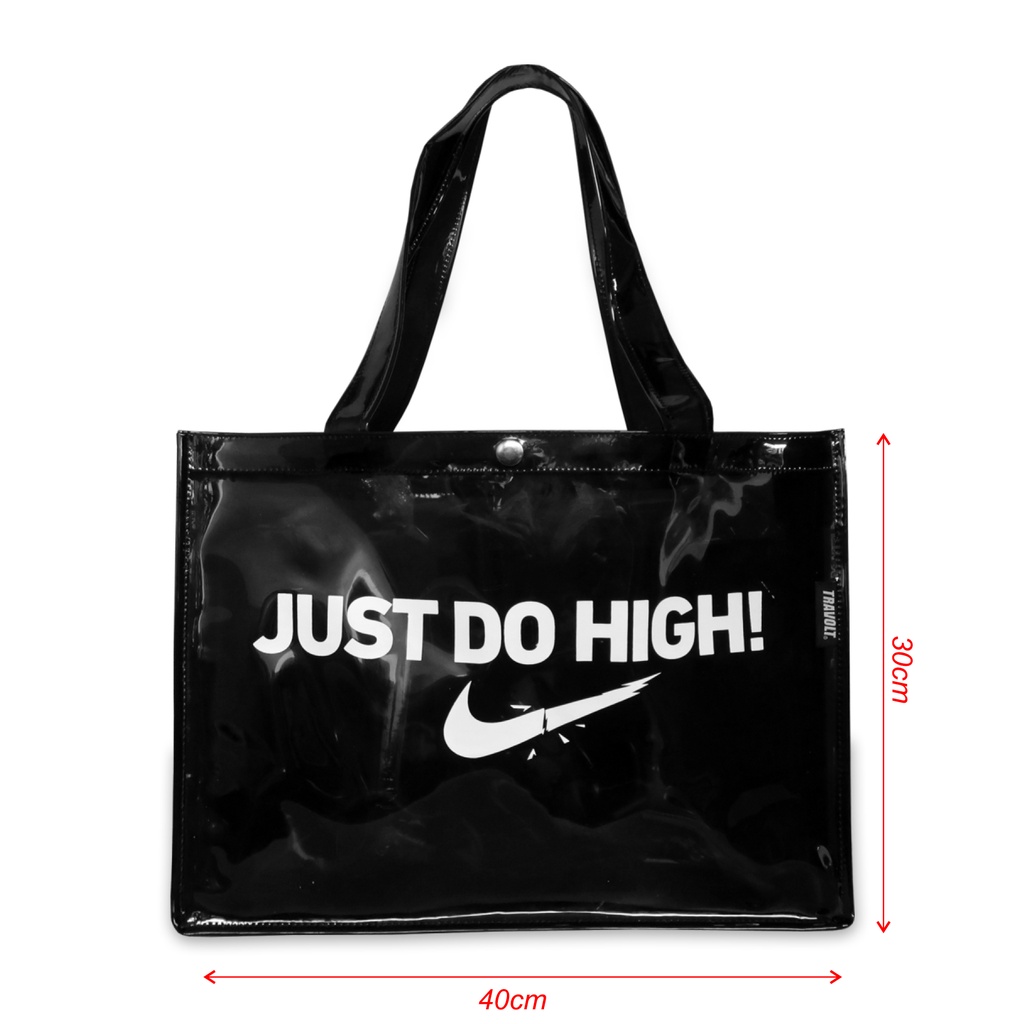 Totebag Transparant - High - Tas Transparan - Travolt - Black - Hitam