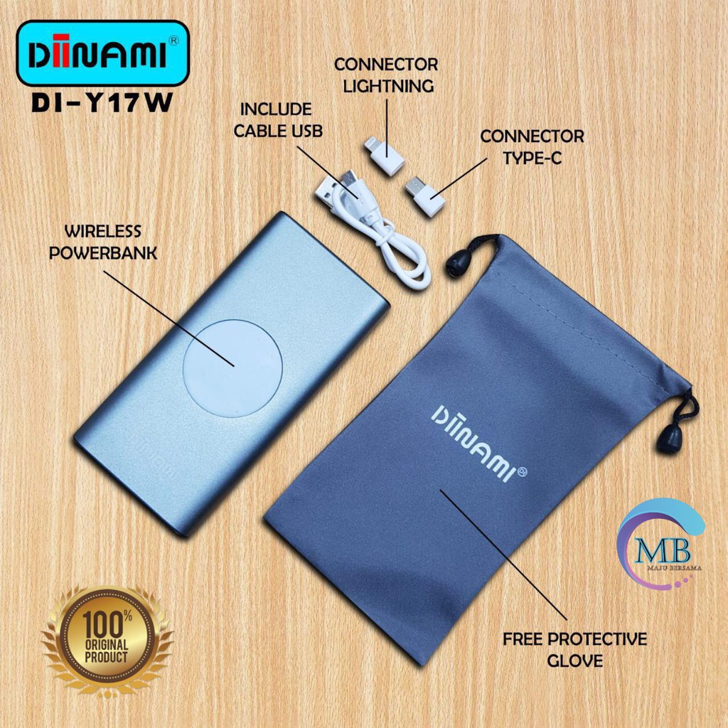 BM105 Powerbank diinami Y17W real 10000MAH + wireless charger power bank MB487