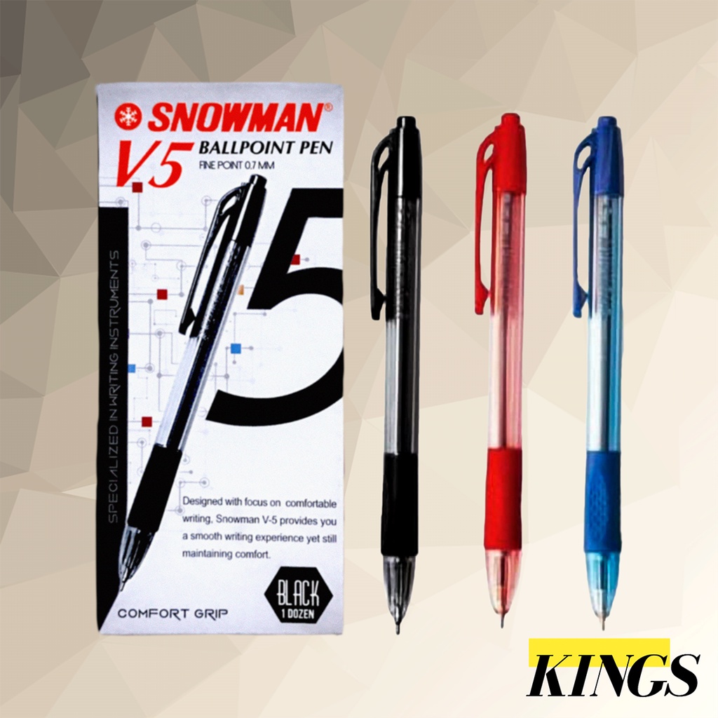 

12 PCS Snowman Ball Point / Pen / Pena / Bolpen / Pulpen V5 0.7 mm