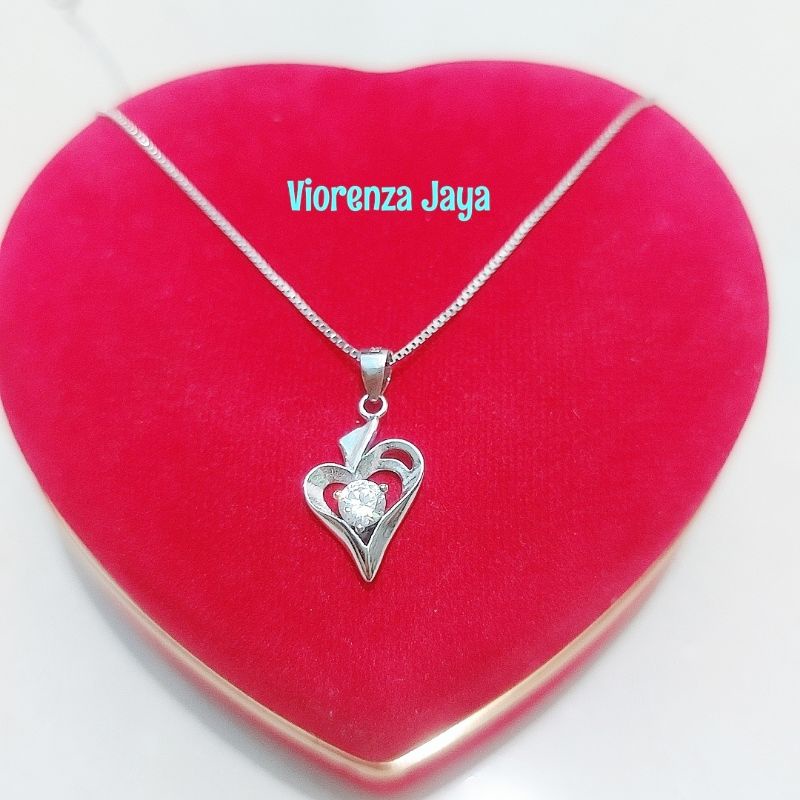 KALUNG LIONTIN LOVE PERAK ASLI SILVER 925 LAPIS EMAS PUTIH / PERHIASAN KALUNG LIONTIN LOVE PERAK 925