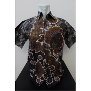  kemeja  batik  pria  lengan pendek lokal warna coklat ukuran  