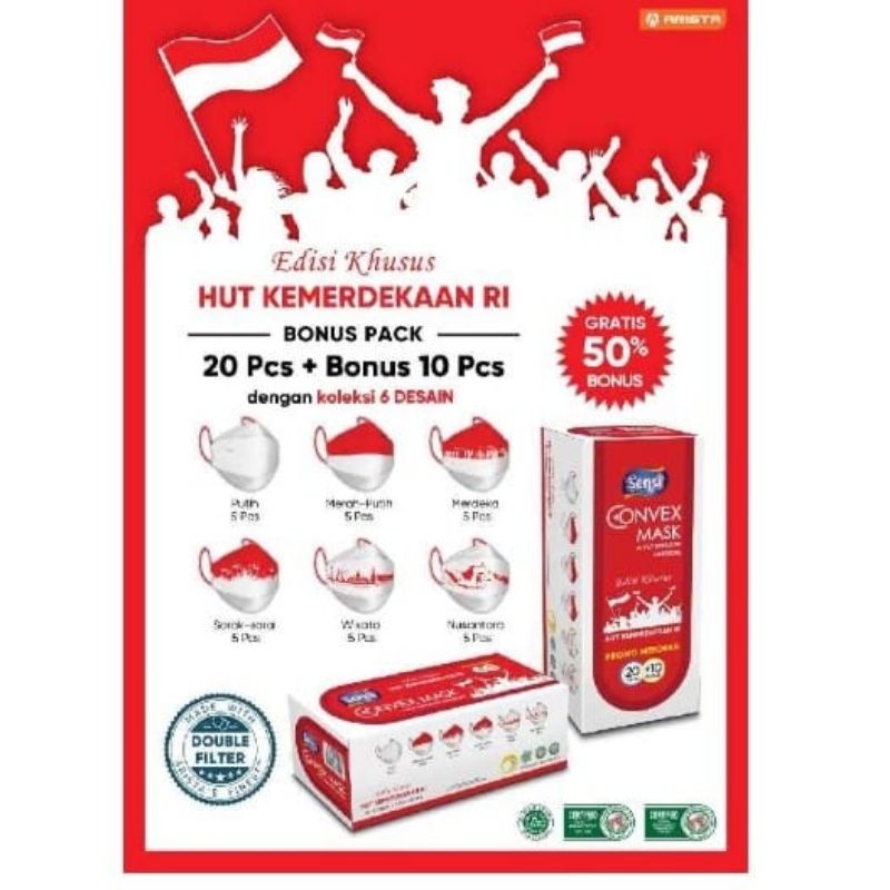 sensi masker convex Merah Putih box isi 22 masker