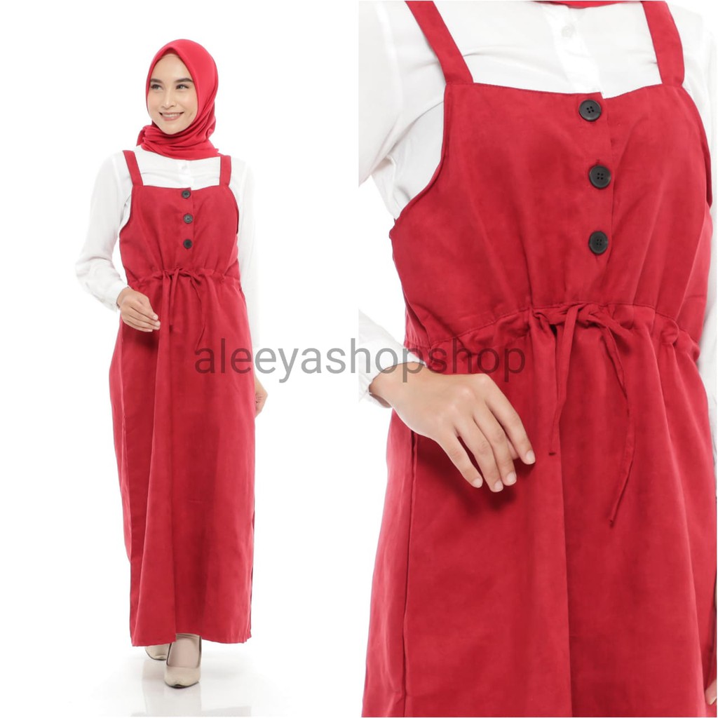 Kora Overall Bahan Suede WARNA MAROON