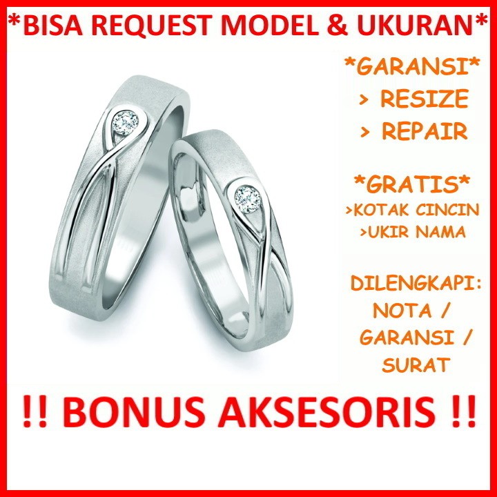 Gratis Ukir Tulis Nama Garansi Silver Asli Cincin Couple Perak Kawin Nikah Tunangan Handmade Id156