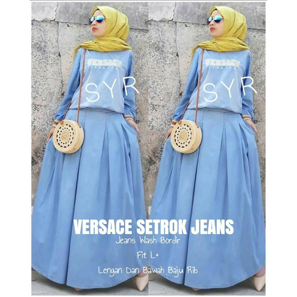 Busana wanita Versace Rok Jeans set