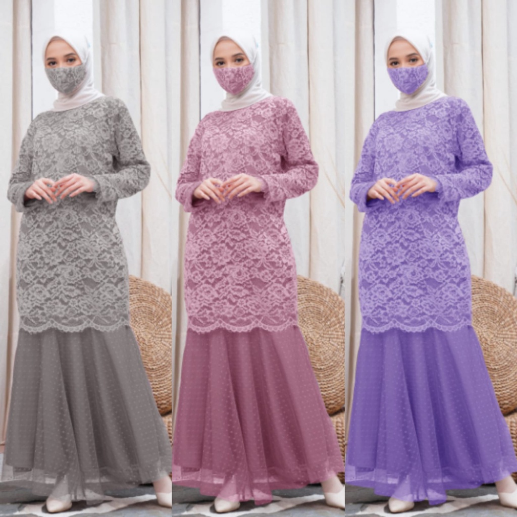 GAMIS WANITA BROKAT/BRUKAT DALAMAN FURING SERAGAM SIZE M/L/XL (FREE MASKER) TERBARU UNTUK KONDANGAN/NIKAHAN/PARTY