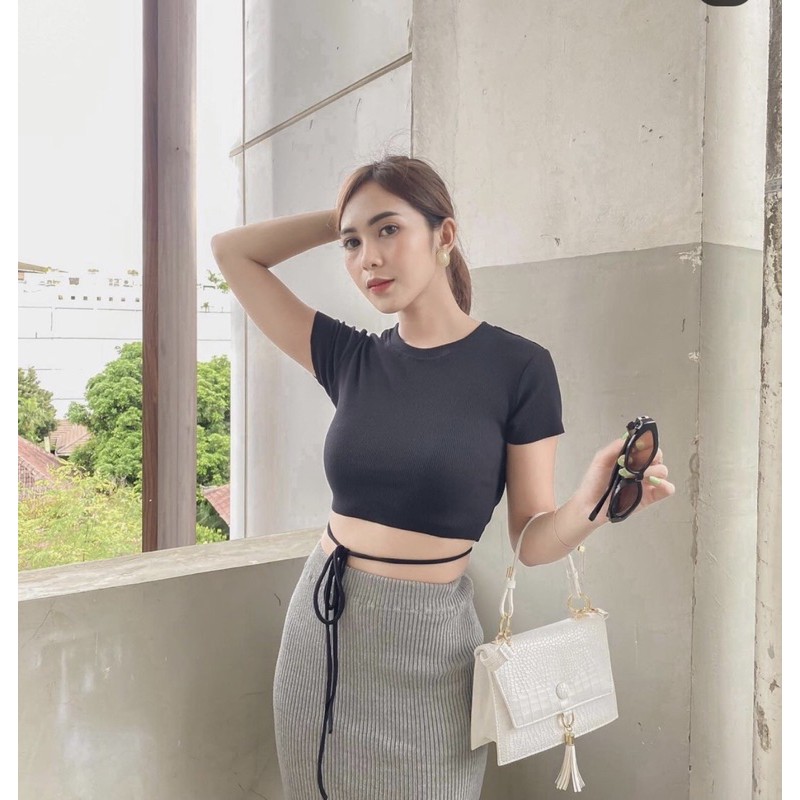 Baju Wanita crop top tali silang / crop top korea atasan crop top tali