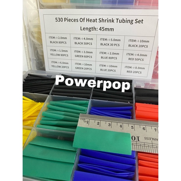 850/750/530 Pcs Heat Shrink Tube Isolasi Bakar Kabel Selang Bakar Warna Warni Selongsong Bakar Pelindung Kabel Heat Shrink Kabel Heat Shrink + Box Promo Grosir