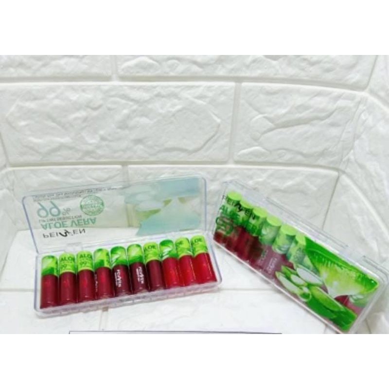 Medan Termurah/Natural 99% Aloevera Ready Green &amp; Red Lipgloss Liptint Aloevera Peiyen