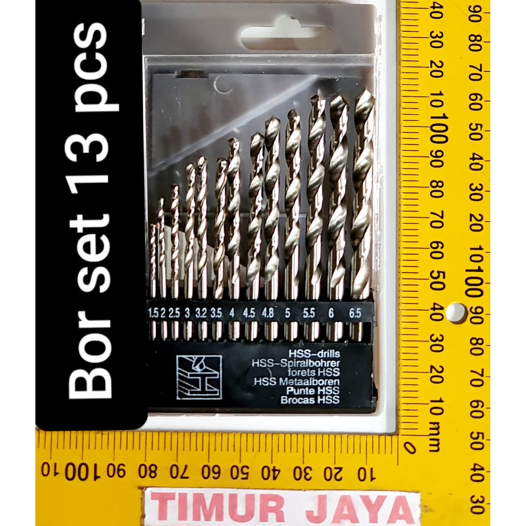 MOLLAR MATA BOR BESI HSS 13PCS DRILL BIT SET 13 PCS Mata Bor Besi Set 1.5 - 6.5 mm 13 Pcs Mata Bor HSS Twist Drill Bitset Termurah Berkualitas