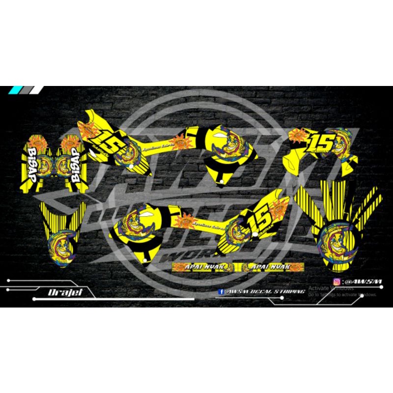 decal klx bf kuning full hologram