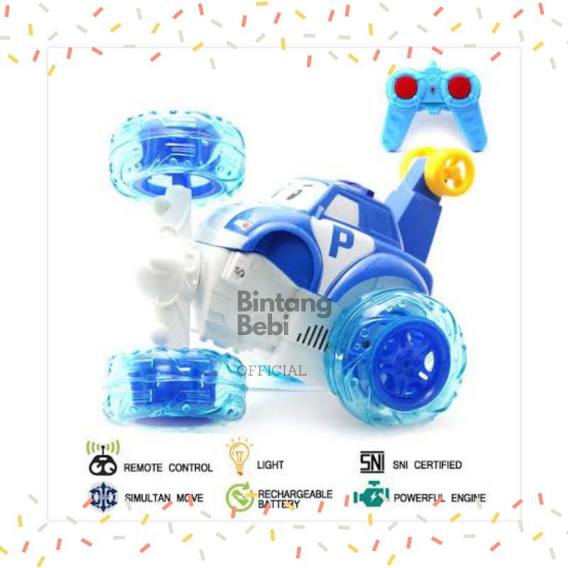 Mainan mobil remote control stunt car karakter robocar