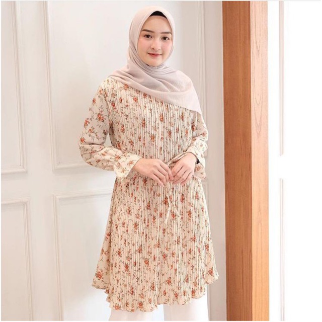 (GRIYA ALISHBA.ID) SALE DIANARA FLOWER TUNIK PLISKET / TUNIK PLISKET MOTIF