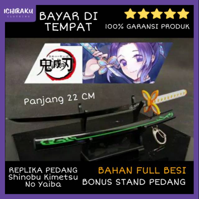 Gantungan Kunci Pedang Anime Shinobu Kimetsu No Yaiba Sword Keychain Replika