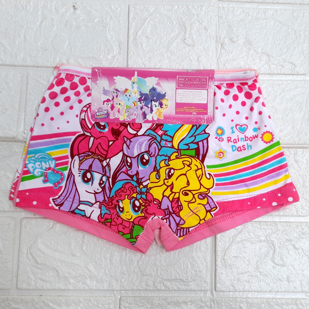 Celana Boxer Anak Perempuan 1 SET isi 2 Size S M L XL Celana Dalam Bokser cd girl frozen little ponny