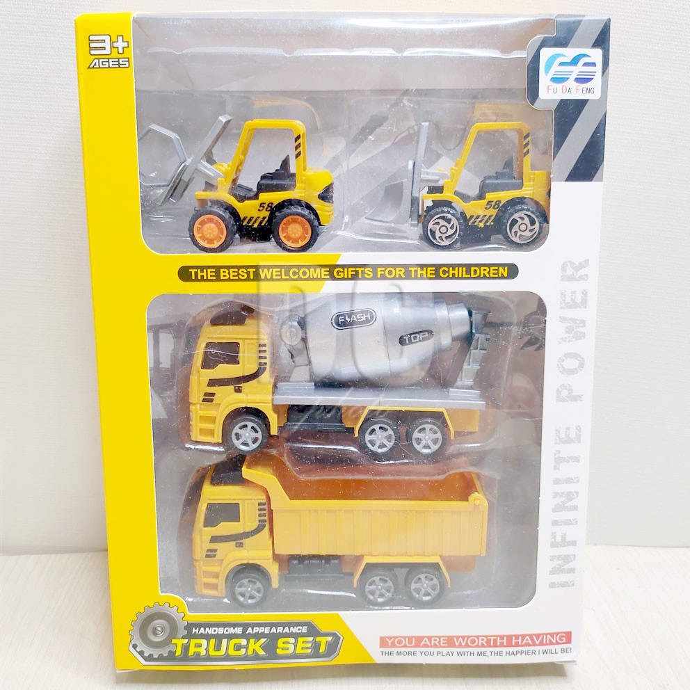 Truck Set 4in1 888-23 Mainan Diecast Truk Konstruksi Molen Forklift Mobil-mobilan