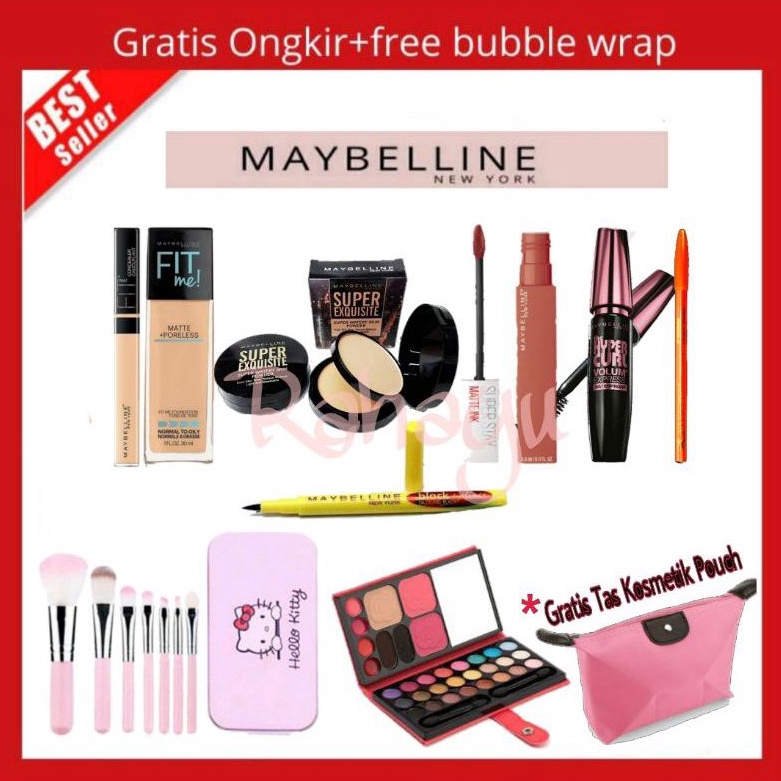 Paket Make Up Maybelline Lengkap Murah - Paket Kosmetik Murah Lengkap - Paket Kuas Make Up Murah