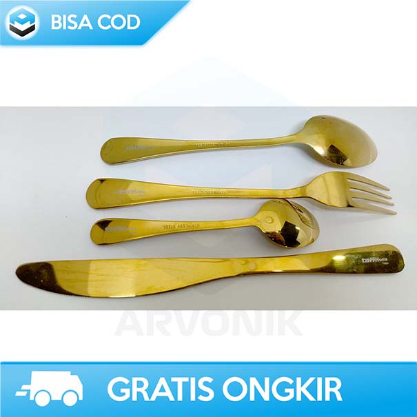 SET PERLENGKAPAN DAPUR BY TAFFHOME SENDOK PISAU GARPU 24 PCS STAINLESS
