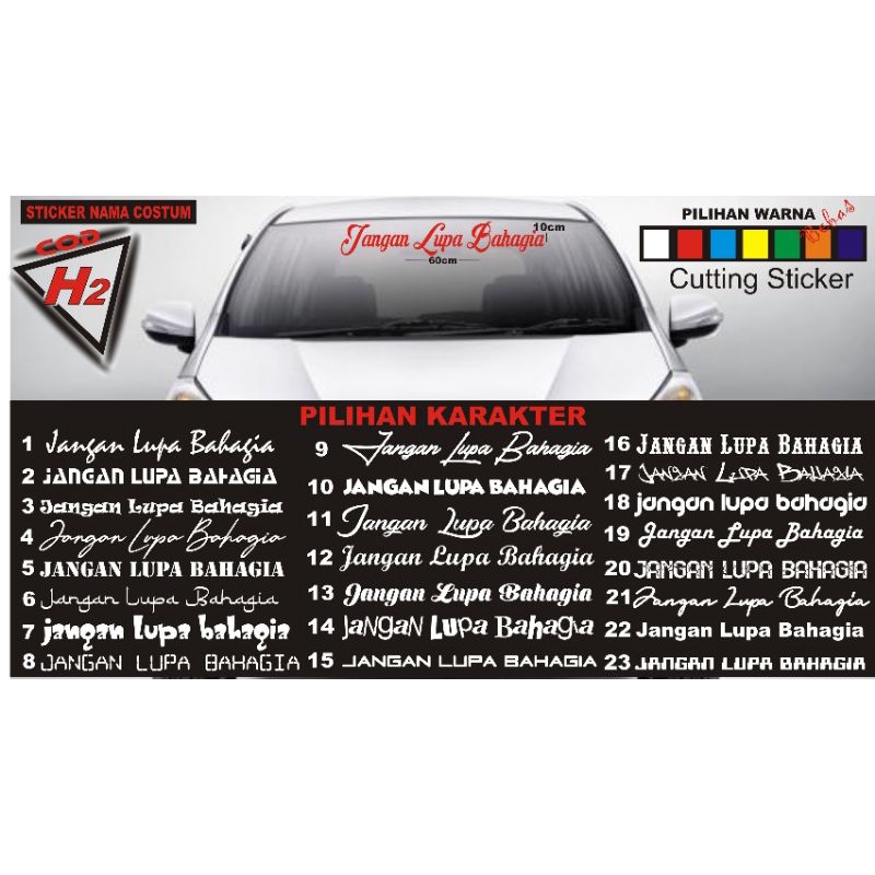 

STICKER CUTTING NAMA NAMA BEBAS WARNA bebas pilih karakter