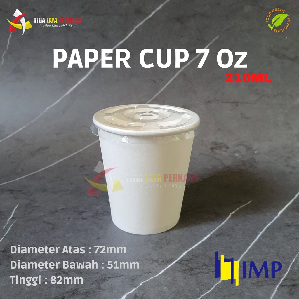 Paper cup 7 oz 210 ml / Gelas Kertas 7 oz / Gelas Bubur  / Gelas Jasuke / @50 Pcs &amp; Lid Transparan