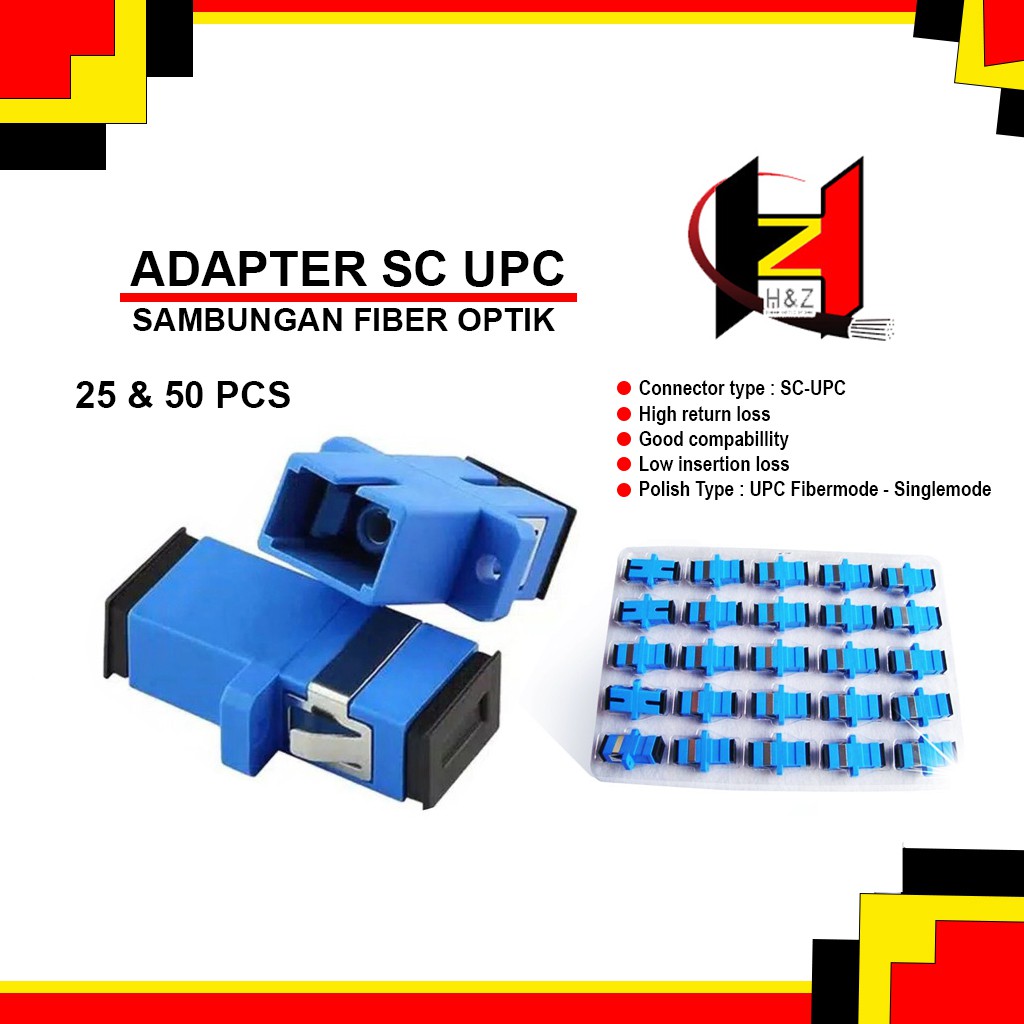 Adapter SC UPC/25pcs dan 50pcs Adapter/Fiber Optik FTTH Connector Single Mode