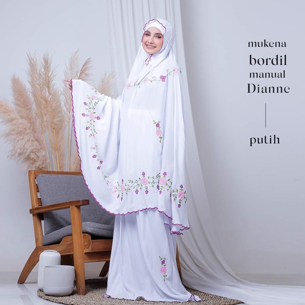 Raszi Official Mukena Dewasa Rayon Premium Bordir Manual - Putih