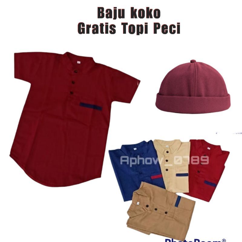 pakaian muslim anak laki laki baju koko GRATIS peci baju muslim baju koko turki