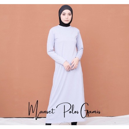 MANSET GAMIS SPANDEK LENGAN PANJANG WARNA HITAM / inner GAMIS COCOK UNTUK BB 45-65 KG/ GAMIS SPANDEK ANTI GERAH TERLARIS BISA COD ( BAYAR DI TEMPAT )