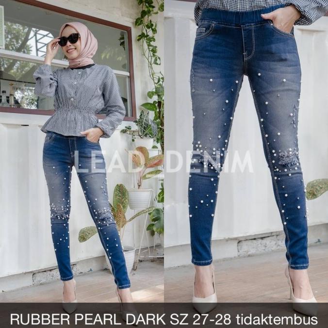 CELANA JEANS WANITA RUBBER PEARL DARK- SYS CLOTHIER
