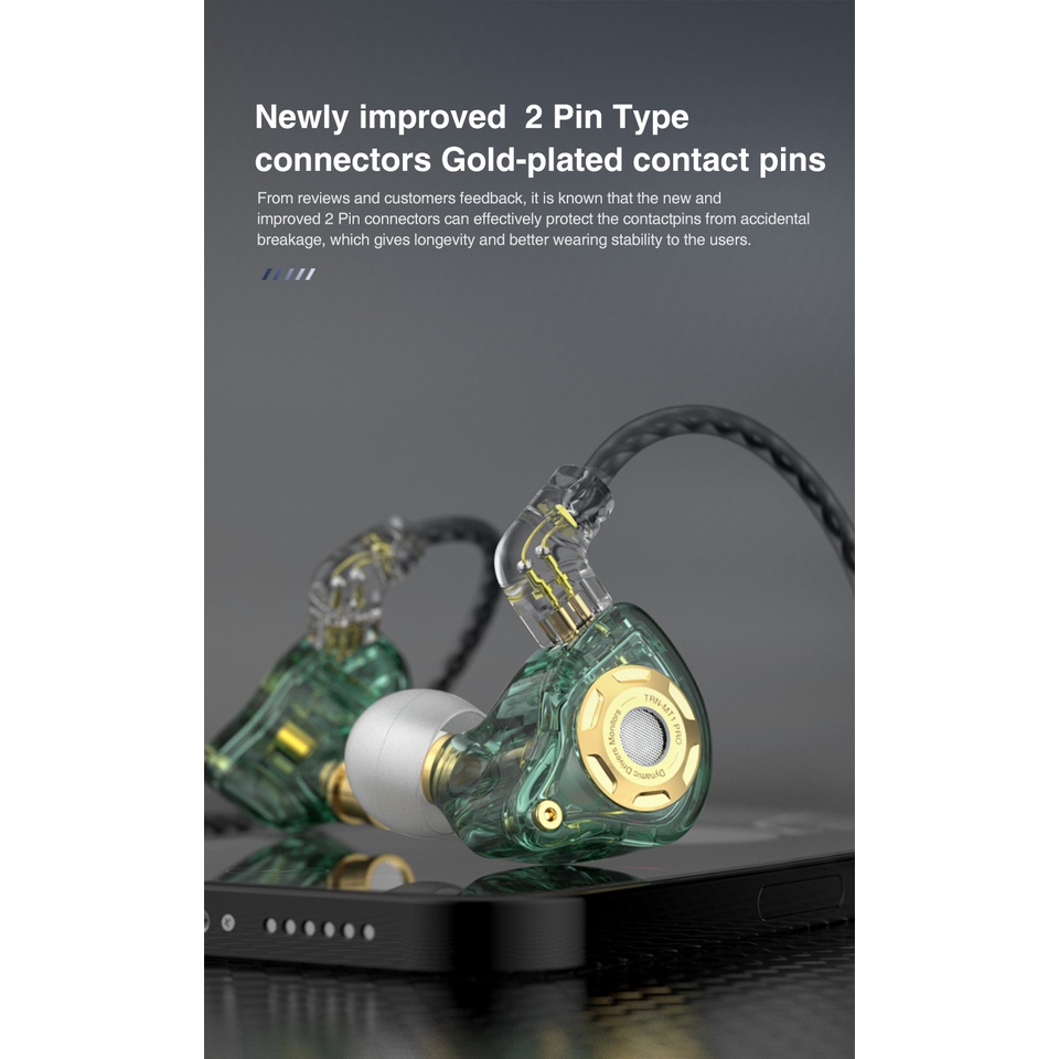 Trn MT1 PRO ZEX ZES DQ6S Earphone In ear HiFI Dynamic Drive Bass Monitor Musik Untuk Sport / Lari