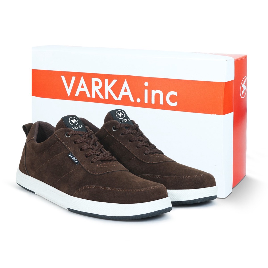 Sepatu Sneakers Pria V 4033 Model Terbaru Brand Varka Sepatu Kets Casual Kuliah Sekolah Kerja Murah Berkualitas Warna Coklat