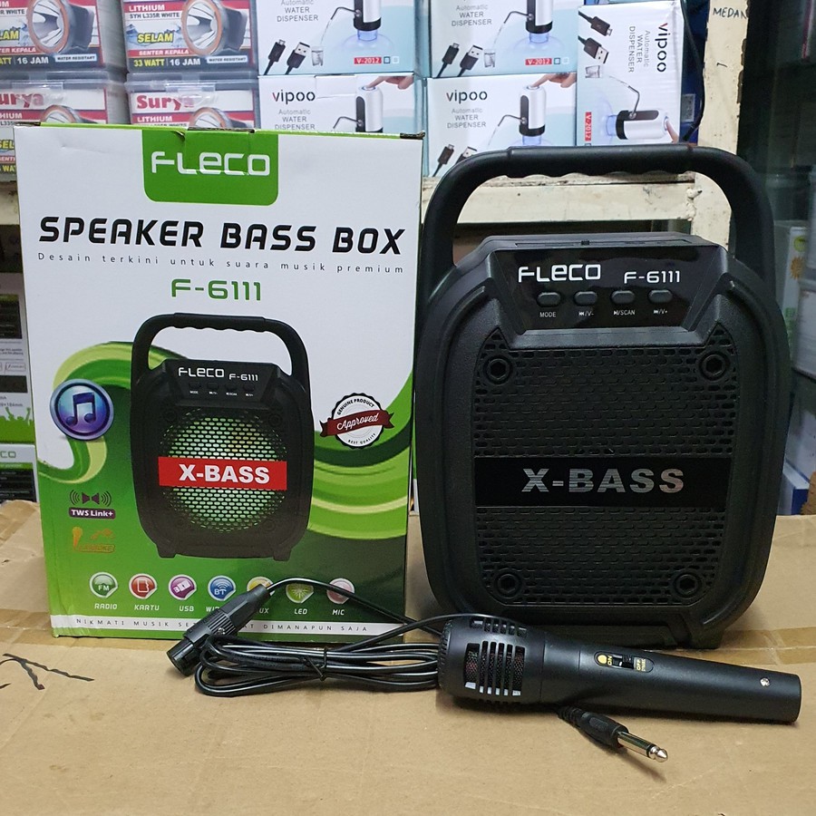 Speaker Karaoke Fleco F-6111/6112 Speaker Bass Bluetooth