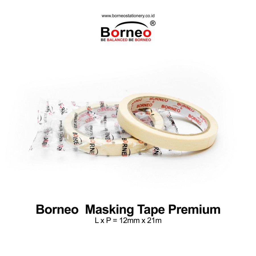 

SOLASI / MASKING TAPE BORNEO PREMIUM 12MMX21M