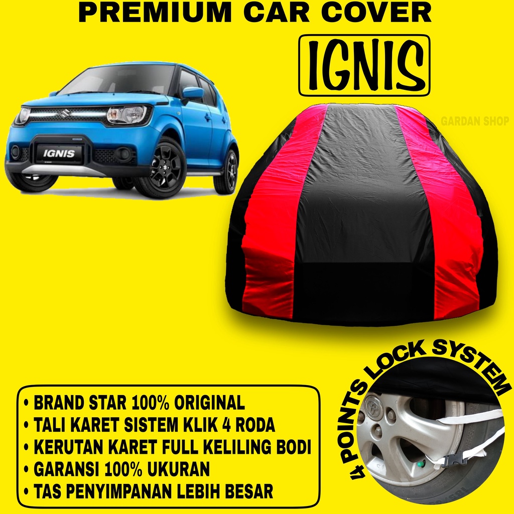 Body Cover IGNIS Sarung Strip MERAH Penutup Pelindung Bodi Mobil Ignis Waterproof PREMIUM Cover Red