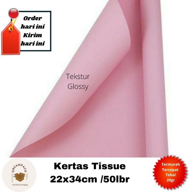 

KERTAS TISSUE/KERTAS PACKING/KERTAS HAMPERS/WRAPPING PAPER 22X34 CM 50LEMBAR ( PINK )