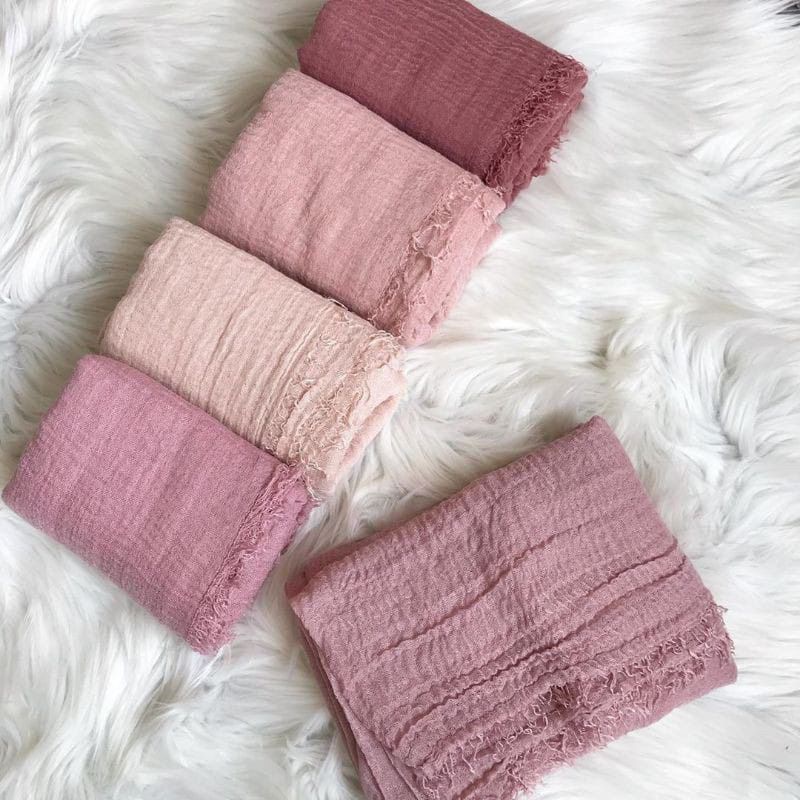 (COD)Pashmina crinkle polos murah/pashmina lecek/kerudung crinkle premium/hijab crinkle shawl