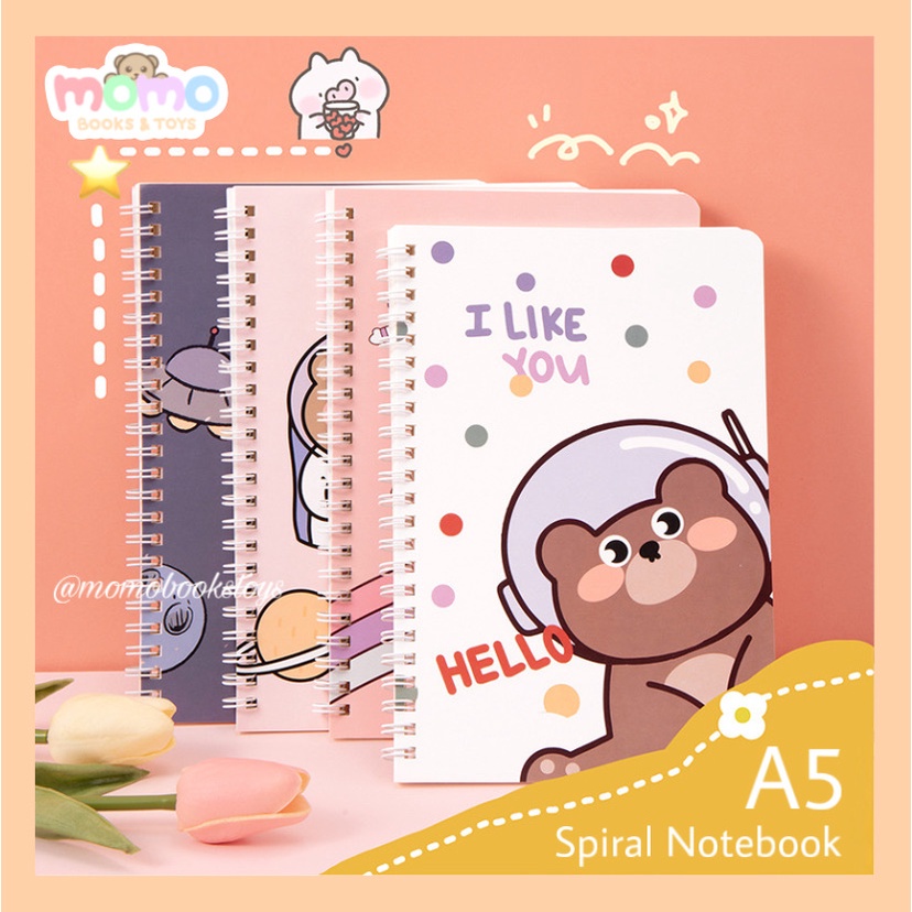 

[MOMO] 120 Hal Buku Tulis A5 Spiral Notebook Aesthetic | Buku Catatan Motif Lucu Cute Aesthetic Book Note Book Binder Diary Gambar Kartun Stationary Alat Tulis ATK Grosir Grosiran Murah