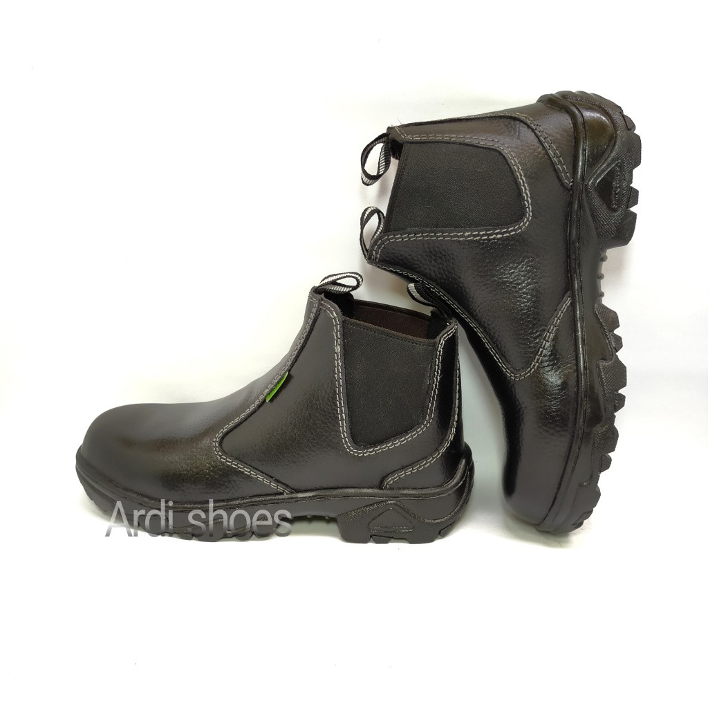 Sepatu Safety Boots Pria Kulit Sapi Asli Sepatu Sefti Cowok Ujung Besi Sepatu proyek Stand Horse 805